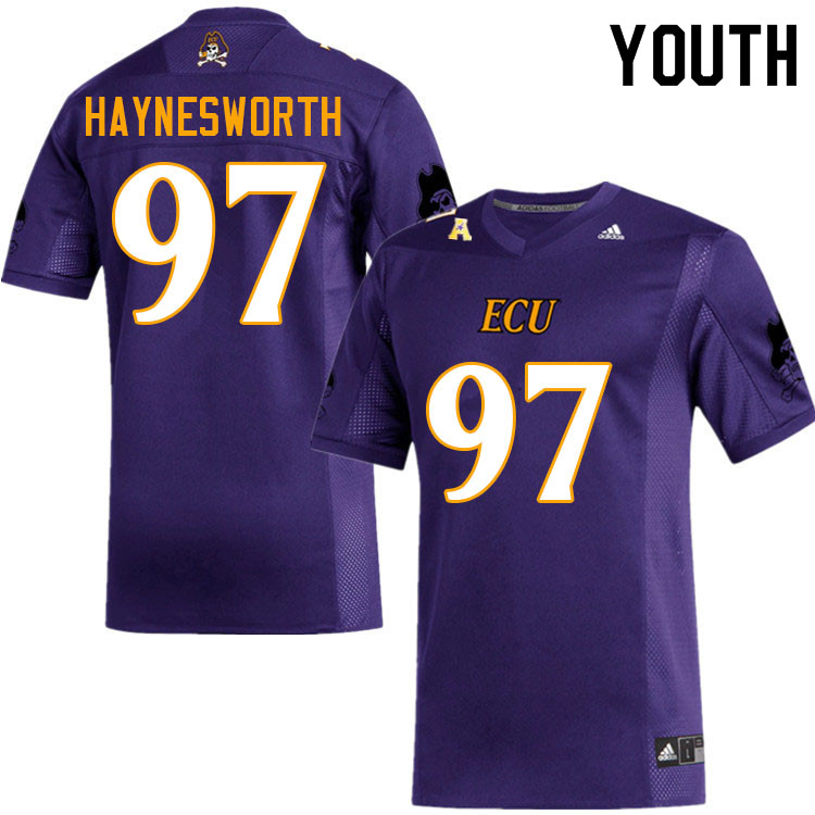Youth #97 Justyn Haynesworth ECU Pirates College Football Jerseys Sale-Purple
